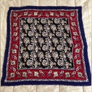 Symphony Scarfs Paisley Fringed Scarf Black/Red/Blue 34” x 34”